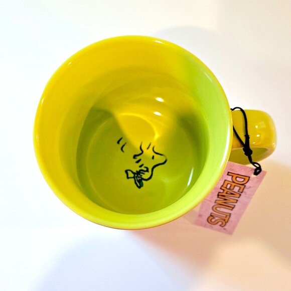 Snoopy Whistling & Woodstock Peek-A-Boo Peanuts Large Coffee Mug Green - Picture 5 of 6